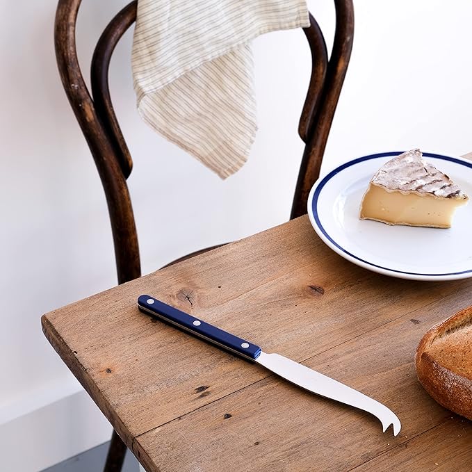 Cheese Knife 9.4 inches - Bistrot Collection - All Cheeses - Stainless Steel & Nylon - Dishwasher Safe - Navy Blue - Brilliant Finish