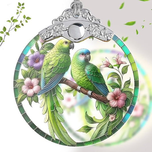 Parrot Ornaments for Christmas Tree, Stained Glass Christmas Ornaments and Xmas Tree Decorations, Gift Exchange