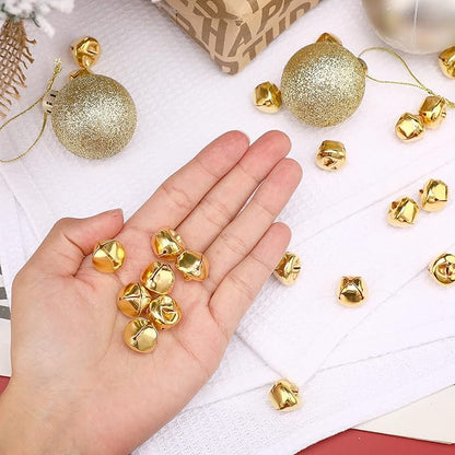 Augshy 200 Pieces Jingle Bells 3/5Inch Craft Bell Bulk for Christmas Home and Pet Decorations Xmas Decor Party Favors Supplies (Gold)