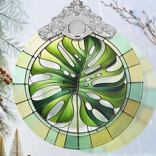 Monstera Leaf Stained Glass Orament - Christmas Ornament - Christmas Decorations for Tree - Holiday Present ldeas - Gift Exchange