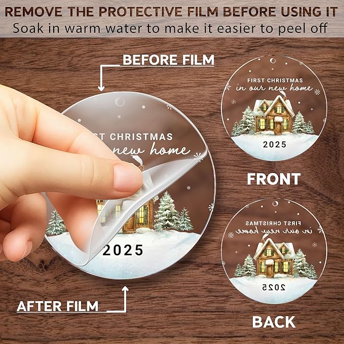 New Home Christmas Ornament 2025 – First Christmas in Our New Home Acrylic Keepsake – First Home Christmas Ornament – Housewarming Gift for Couples, Family, or Homeowners
