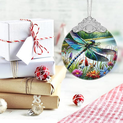 Christmas Ornament, 2025 Ornaments for Christmas Tree, Stained Glass Hanging Ornament, Holiday Ornaments, Unique Gift Idea - Dragonfly