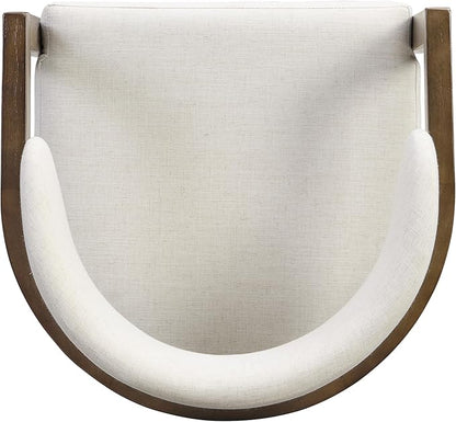 Christopher Knight Home Set of 2 Lanford Fabric Upholstered Dining Chairs, Curved Backrest Kitchen Side Chair, Soft Padded Seat&Back Cushion, Solid Wood Armchair, Ergonomic Extra Seat, Beige+Walnut