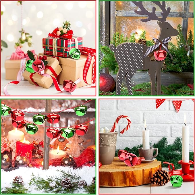 Augshy Jingle Bells for Crafts,120 Pcs 1 Inch Christmas Jingle Bells,Bulk Sound Craft Bells for Christmas Home Festival Decorations DIY Project