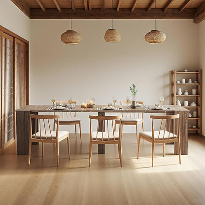 20''- 118.5'' Extendable Dining Room Table, Expandable Dining Table, Modern Large Table, for 2-12 Person, Barnwood Brown