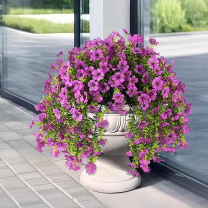 INQCMY 2Pcs Artificial Flowers for Outdoors UV Resistant Artificial Plants Easy Assembly for Spring Decor Look Real Faux Hanging Flowers for Outside Home Planter Porch Patio Decor