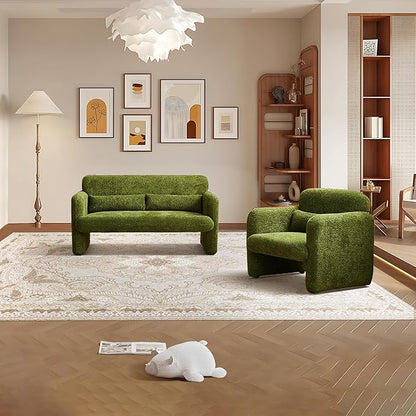 33.86" Accent Chairs, Modern Upgrade Sherpa Fabric Arm Chair Comfy Upholstered Armchair Leisure Single Sofa Chair with a Waist Pillow for Bedroom, Office and Living Room