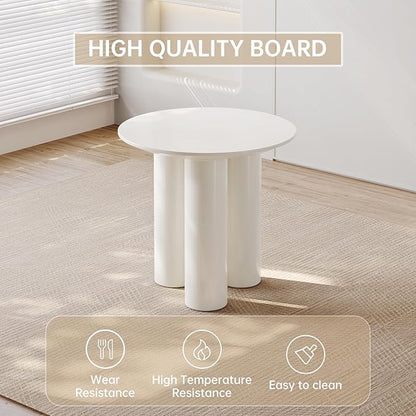 30" White Round Dining Table with Three Stable Legs,Space Saving Coffee Table for 1-4 People, Sturdy Kitchen Furniture, Leisure Side Couch Center Table