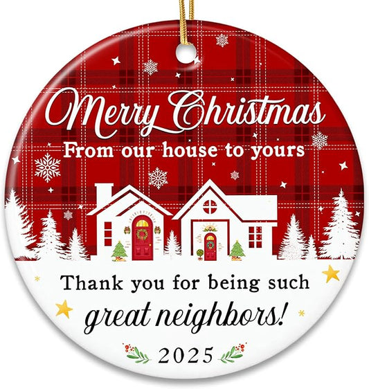 ZAGKOO Neighbor Christmas Ornaments 2025 - Best Christmas Neighbors Gift Ideas, Great Gifts for Next Door Neighbor - Friendship Gifts for Neighbors, Women, Men - Ceramic Keepsake 2025