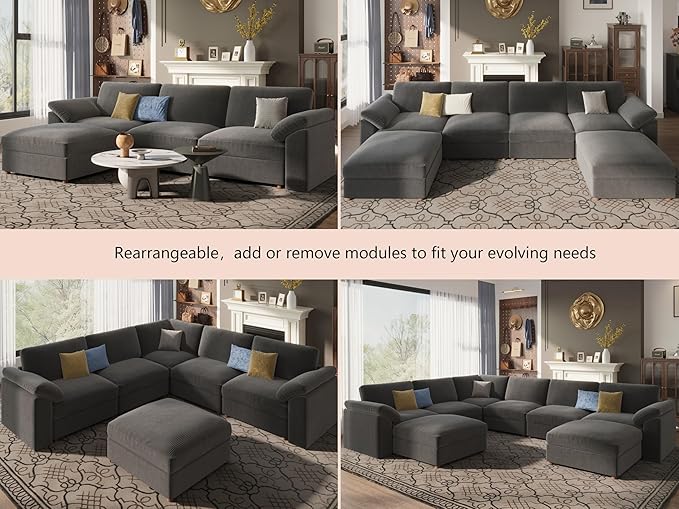 EASE MOOSE Oversized Modular Sectional Sofa, Extra Large L Shape Sectional Cloud Couch,Comfty Deep Modular Sofa with Ottoman for Living Room