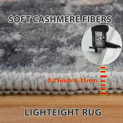 5x7 Area Rugs for Living Room Rug Washable: Abstract Rug for Dining Room Bedroom Carpet Non Slip 5 by 7 Indoor Modern Nursery Home Office Black Gold