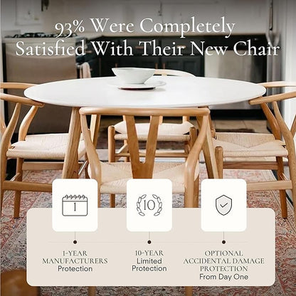 POLY & BARK Weave Dining Chairs – Mid-Century Modern Wishbone Dining Chairs with Arms, Solid Wood Frame, Indoor Use – Natural – Set of 2 - Ideal for Dining Room, Kitchen or Stylish Accent Setting