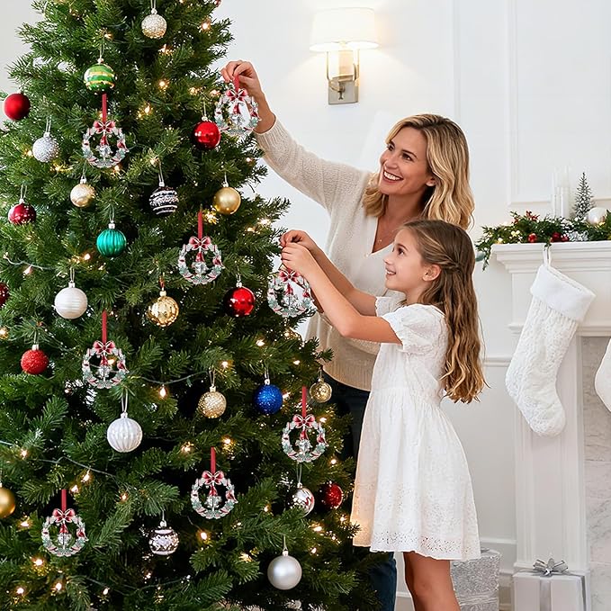 Christmas Ornament 2025 for Xmas Tree Decorations - 2025 Santa Gnome Christmas Wreath Ornament with Rotatable Gnome for Holiday Decoration Keepsake Gift