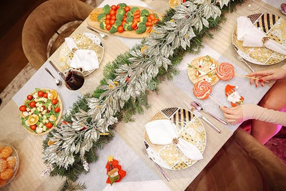 Hollyone 3 Pcs 7.5FT Christmas Garland Champagne Gold Glittered Artificial Magnolia Leaves for Mantle Christmas Tree Decorations Indoor Outdoor Hanging Garland Ornaments Door Wall Window Home Decor