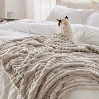 Bedsure GentleSoft Blankets Queen Size for Bed - Cozy Soft Blankets for Women, Cute Large Fleece Throws for Girls, Linen, 90x90 Inches