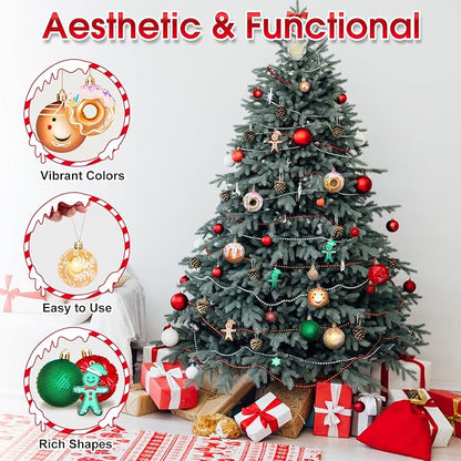 42 Pcs Christmas Ornaments, Various Styles of Christmas Ball Ornaments, Shatterproof Christmas Balls for Holiday Xmas Tree Decor, Hanging Ornament for Indoor Decoration (Red, Green, & Gold)