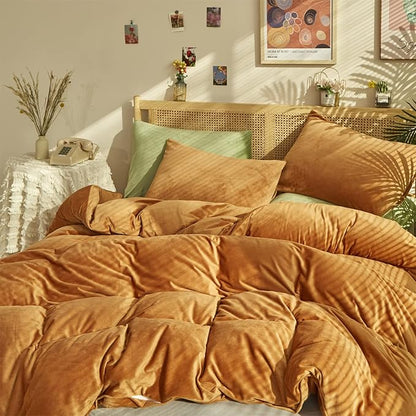 CLOTHKNOW Brown Comforter Twin/Twin XL Fluffy Bedding Comforter Sets Burnt Orange Bedding Comforter Terracotta Bedding Collection 3Pcs Bedding Comforter Sets