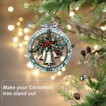 Christmas Bell Stained Glass Ornament - Hanging Ornaments for Christmas Tree, Christmas Ornaments Xmas Decorations, Holiday Keepsake Present Exchange Ideas