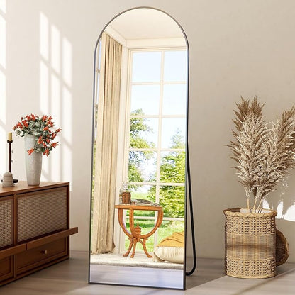 21" x 64"Arched Full Length Mirror - Wall Mounted Floor Mirror- Aluminum Alloy Frame Full Body Mirror for Bathroom Living Room Bedroom and Entryway Black