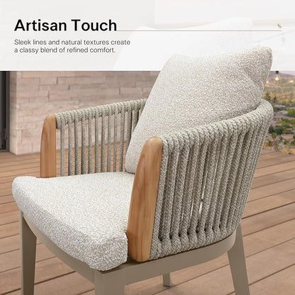 PURPLE LEAF Outdoor Dining Table Set of 9, Aluminum Outdoor Patio Table and Chairs Set with Olefin Cushions, Patio Furniture Set for Garden or Deck, Beige