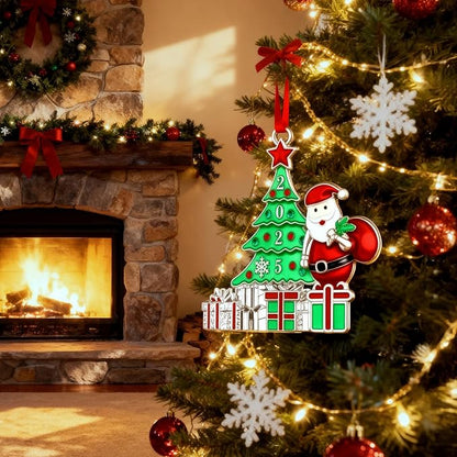 Christmas Ornament 2025 for Christmas Tree Hanging Decorations, Christmas Tree and Santa Claus Decorative Pendants, Dated 2025 Metal Xmas Ornament for Holiday Decorative Keepsake Gift