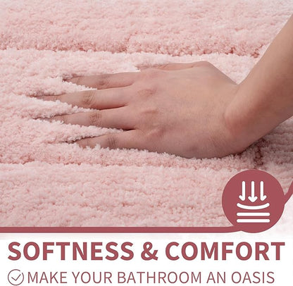 GRANNY SAYS Pink Bathroom Rugs Non Slip Washable, 16"x 24", Soft Bath Mats for Bathroom, Microfiber Shag Rug, Absorbent Shower Room Floor Mat, Small Bath Rug for Shower, Tub