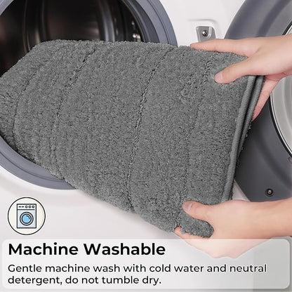 GRANNY SAYS Large Bathroom Rugs Non Slip Washable, 24" x 43", Water Absorbent Bath Mats for Bathroom, Thick Soft Shaggy Bath Rug, Microfiber Shower Room Floor Mat Decor, Deep Gray