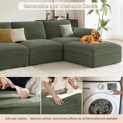 EASE MOOSE Oversized Modular Sectional Sofa, Extra Large L Shape Sectional Cloud Couch,Comfty Deep Seat Wide Modular Sofa for Living Room Removable Cover