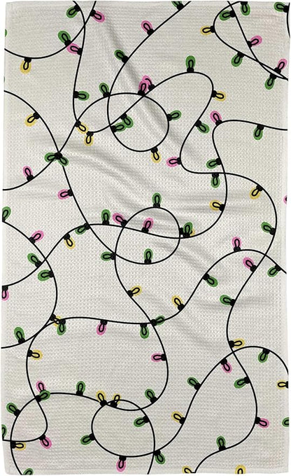 GEOMETRY Christmas Kitchen Towels Quick Dry Microfiber Premium Towel Festive Lights 1 Pack