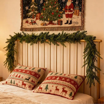 9FT Halloween Garland with Artificial Norfolk Pine - Halloween Decorations, Fall Decor, Greenery for Indoor, Mantle, Wall, Table, Outdoor Christmas Decor, Christmas Decorations