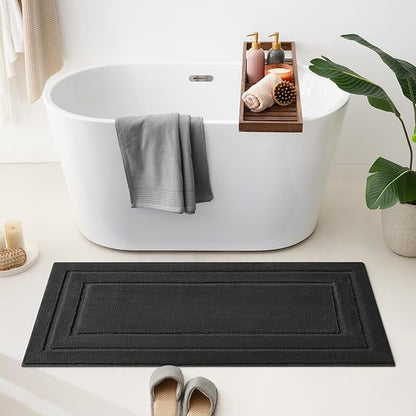 GRANNY SAYS Large Bathroom Rugs Non Slip Washable, 24" x 48", Water Absorbent Bath Mats for Bathroom, Thick Soft Shaggy Bath Rug, Microfiber Shower Room Floor Mat Decor, Charcoal Gray