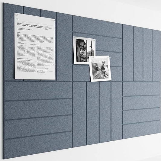 Bumusty Large Cork Board Alternative-36 x24 Felt Bulletin Board Tiles, with 30 Pushpins, 40 Adhesive Tabs, 6-Pack Slat Wall Paneling, Cork Boards for Office Push Pin Felt Board-Deep Charcoal Blue