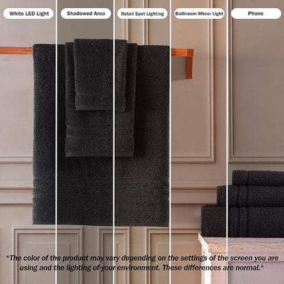 Hawmam Linen Black Bath Towels 4-Pack - 27x54 Soft and Absorbent, Premium Quality Perfect for Daily Use 100% Cotton Towel 600 GSM