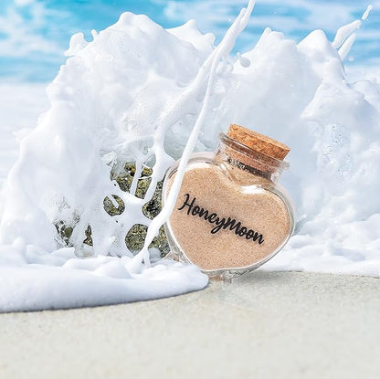 Honeymoon Sand Keepsake Jar，Bridal Shower, Wedding, Engagement, Honeymoon, Travel Gift for Couples, Newlywed, Fiance(Gift Box Includes) - 40ml Heart Shape Glass