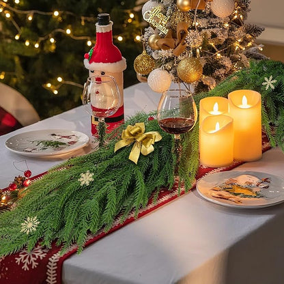 6FT Christmas Garland,Flexible Greenery Artificial Norfolk Pine Garland for Fireplace Mantel Staircase Front Door Table Centerpiece, Indoor Outdoor Holiday Decor with Realistic Pine Needles (2)