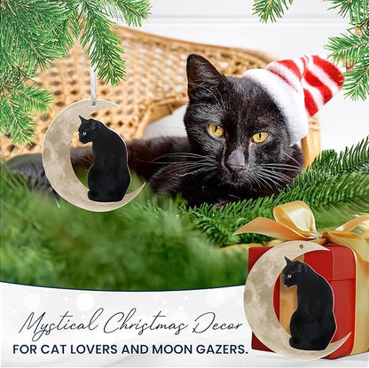 OASSIE Christmas Black Cat Gifts for Women Men - Acrylic Christmas Ornaments 2025 for Tree Decorations - Cat Lover Gifts for Women Animal Lovers, Funny Ornaments for Xmas Decorations