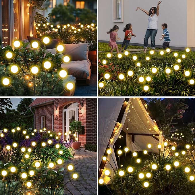 Solar Garden Lights Outdoor, 10 Pack 60 LED Solar Firefly Lights, Swaying Waterproof Garden Decor for Yard Patio Pathway Lawn Gardening Gifts