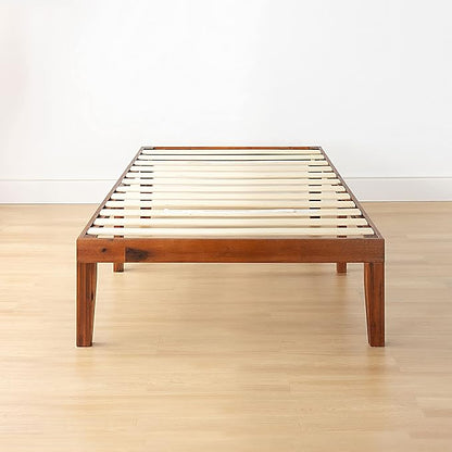 Mellow Naturalista Classic 16 Inch Solid Wood Platform Bed with Wooden Slats, Cherry, Twin