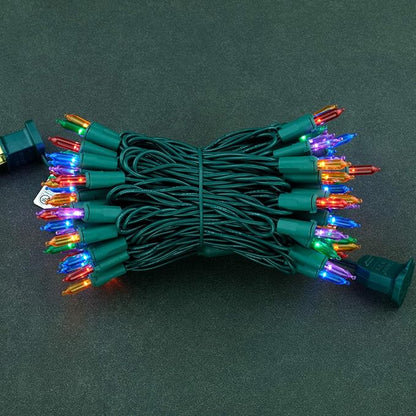 YULETIME Multicolor LED Christmas Lights with Green Wire, 33 ft 100 Count UL Certified Commercial Grade Holiday String Light Set (Multicolor - Green Wire)