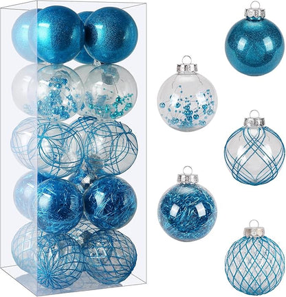 Christmas Ball Ornaments 20ct 3.15" Clear Shatterproof Xmas Ball Decorations Large Christmas Baubles for Christmas Tree Holiday Party Decorations