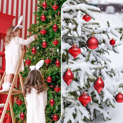 Zomiboo 12 Pcs Burgundy Red Glass Christmas Ball Ornaments Set 3.15" Hanging Shatterproof Glass Bulbs for Christmas Tree Baubles Bulk for Holiday Xmas Tree Decorations Gifts