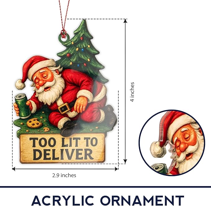 Funny Christmas Ornaments, Funny Gag Gifts, White Elephant Ornament, Raunchy, Hilarious, Unique Ornaments, Suncatcher Effect Window Hanging, Santagag Car Hanging