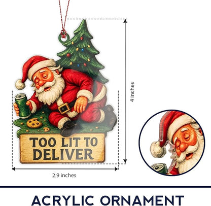 Funny Christmas Ornaments, Funny Gag Gifts, White Elephant Ornament, Raunchy, Hilarious, Unique Ornaments, Suncatcher Effect Window Hanging, Santagag Car Hanging