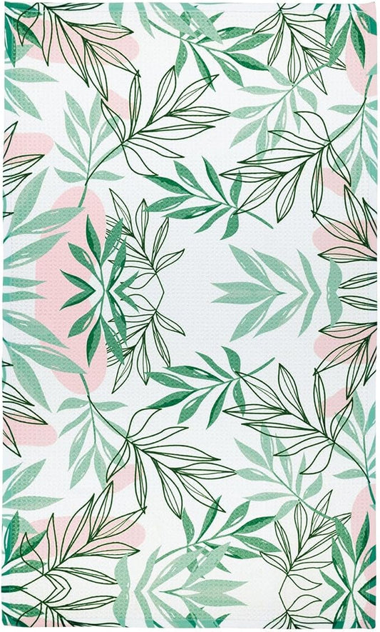 Modern Style Premium Kitchen Tea Towel Super Absorbent Fast Drying Microfiber Tropical Escape