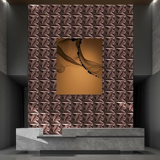 Art3dwallpanels Antique Copper 33 Pack 3D Wall Panels for Interior Decor, PVC Textured Wall Panels 12''x12'' Cover 32.Sq.Ft.Antique Copper