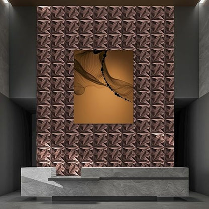 Art3dwallpanels Antique Copper 33 Pack 3D Wall Panels for Interior Decor, PVC Textured Wall Panels 12''x12'' Cover 32.Sq.Ft.Antique Copper