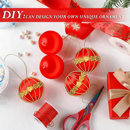 Syhood 24 Pcs Christmas Satin Balls Christmas Silk Ball Ornaments Satin Silk Xmas Tree Hanging for Xmas Tree Decor Holiday Party Decorations (Red,2.2 Inch)