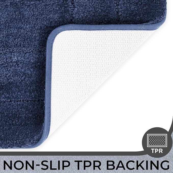 GRANNY SAYS Bathroom Toilet Rugs U Shaped, Bath Mats for Bathroom, Bath Rugs Non Slip Washable, Absorbent Microfiber Toilet Mat, Soft Plush Shaggy, 20" x 24", Blue