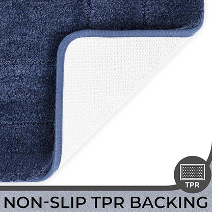 GRANNY SAYS Bathroom Toilet Rugs U Shaped, Bath Mats for Bathroom, Bath Rugs Non Slip Washable, Absorbent Microfiber Toilet Mat, Soft Plush Shaggy, 20" x 24", Blue