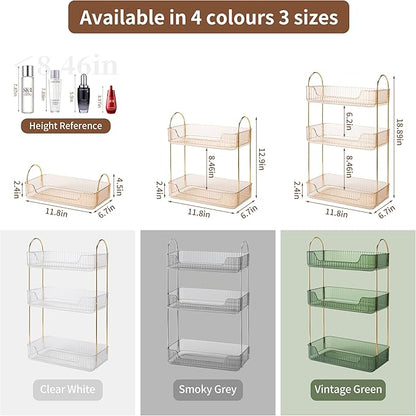 3 Tier Bathroom Organizer Countertop Makeup Perfume Skincare Organizer for Bathroom Dresser Vanity (Gold)